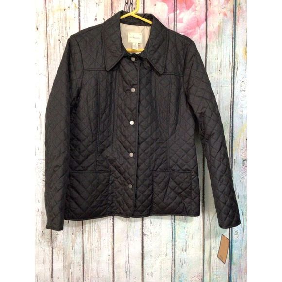 NWT G.H. Bass Quilted Jacket Black With Front Pockets Size M ❤️‍🩹💖 - Picture 1 of 15